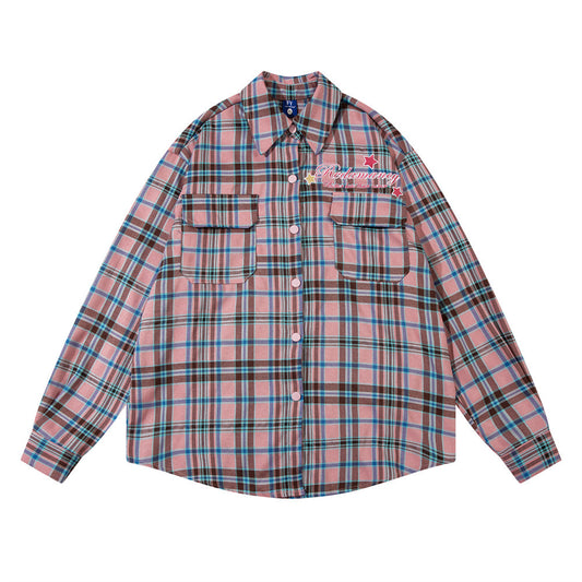 Casual Embroidered Letter Shirt Outer Wear Male And Female Couples Wear