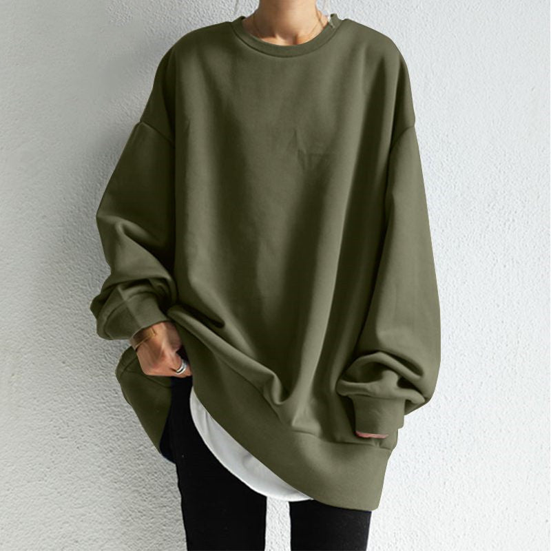 Dame Sweater Løs Rund Hals