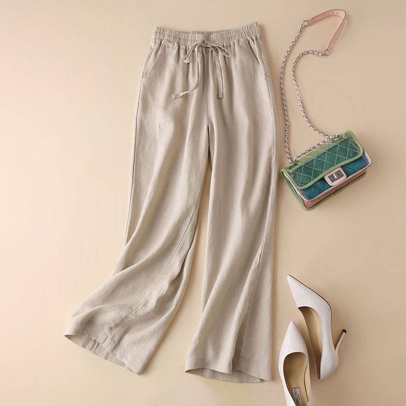 Literature And Art Cotton And Linen Large Casual Wide Leg Pants Women