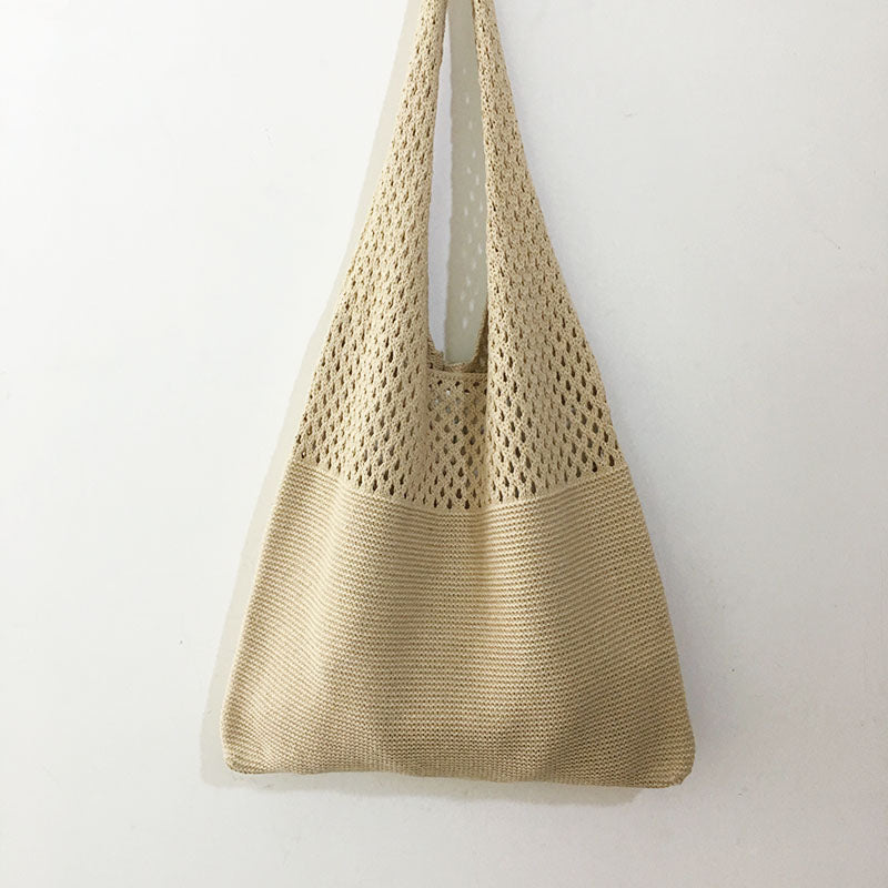 Avocado Green Knit Tote One-Shoulder Sweater Bag