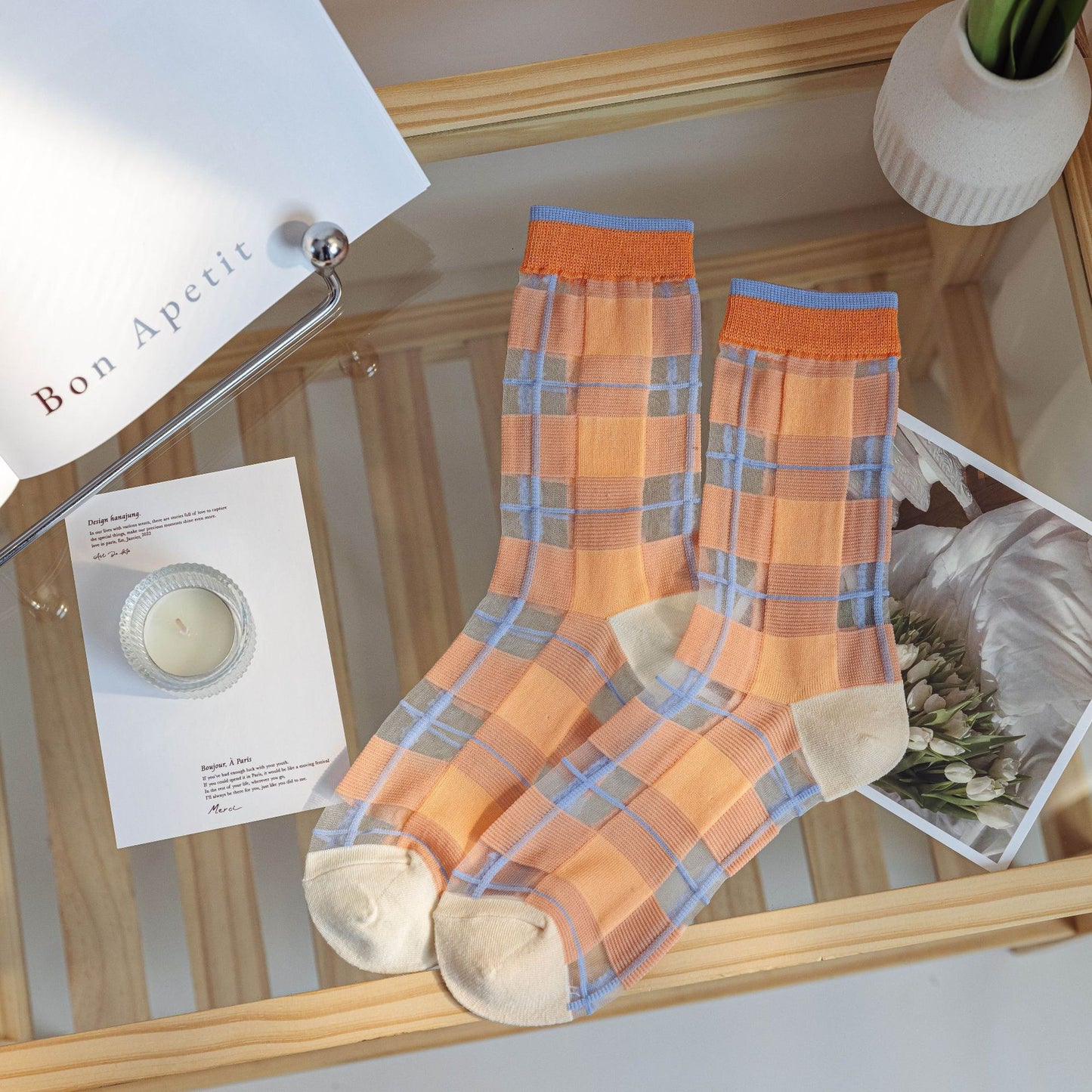 Cute Japanese Shattered Glass Silk Stockings