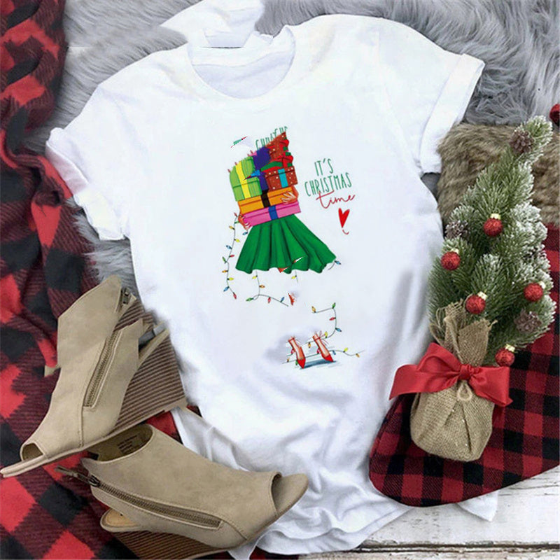 Christmas  Print Girlfriends Red T-Shirt