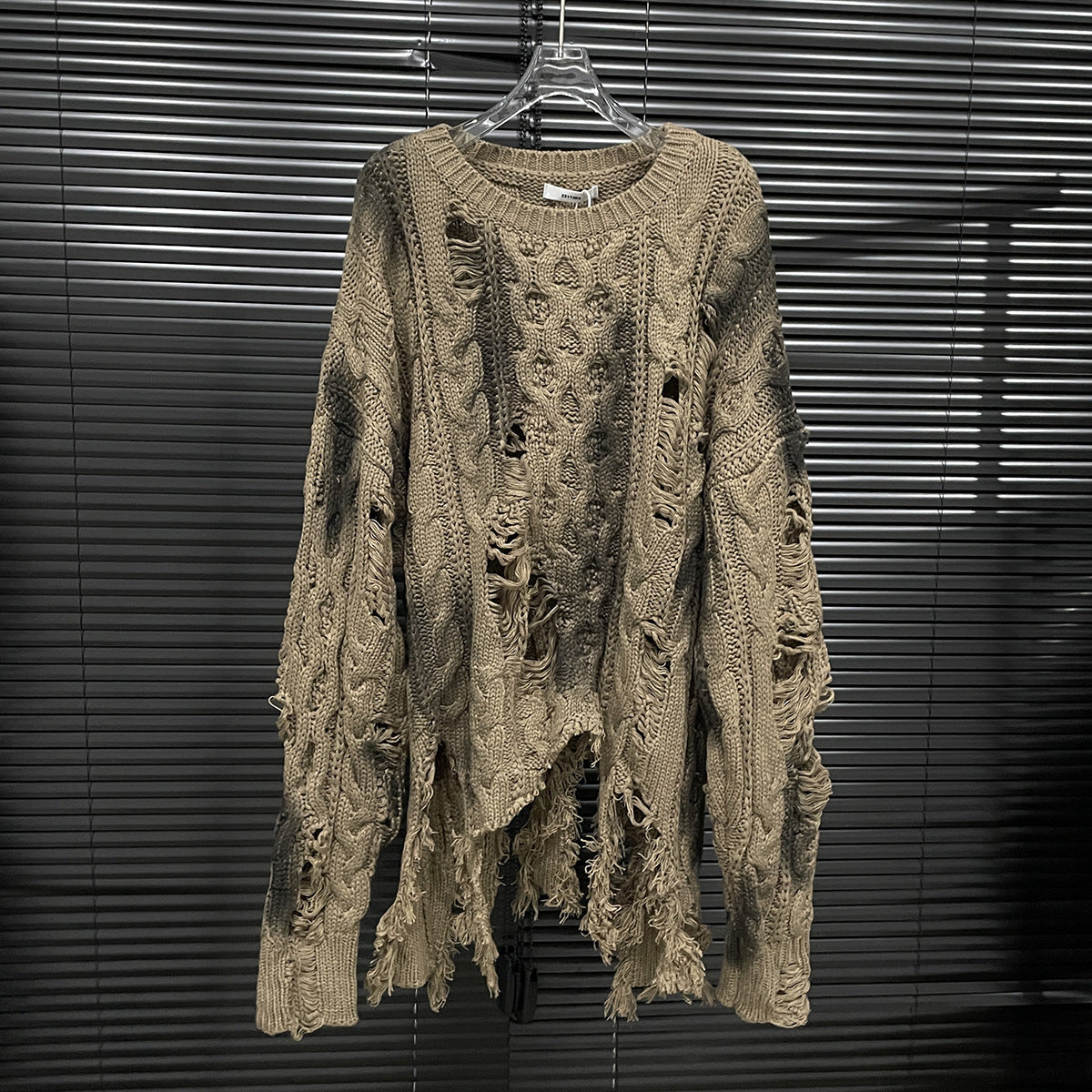 Irregular Ripped Sweater Women's Vintage Knitted Top