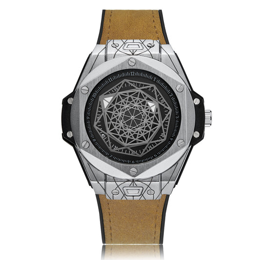 Creative Personality Men's Watch Big Bang Tattoo Spider Web Rubber Non-mechanical Male Student Watch