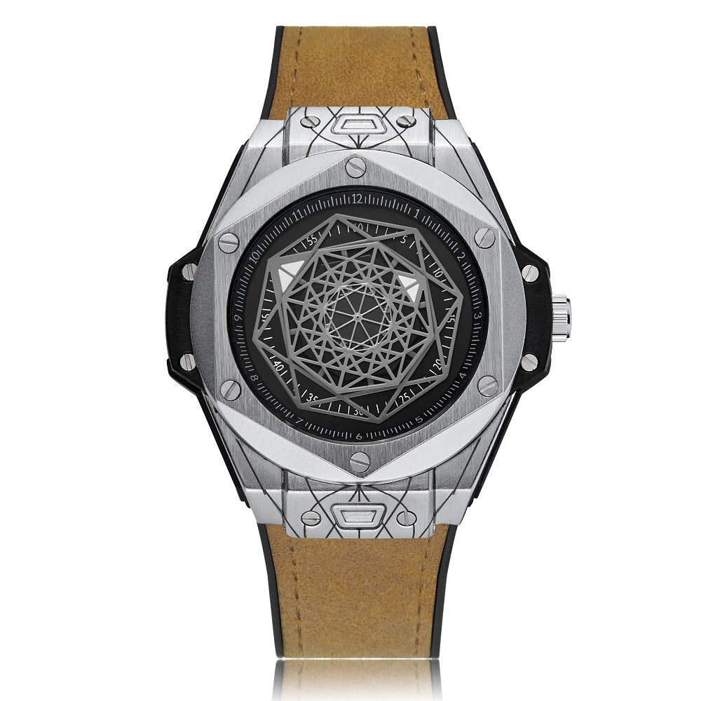 Creative Personality Men's Watch Big Bang Tattoo Spider Web Rubber Non-mechanical Male Student Watch