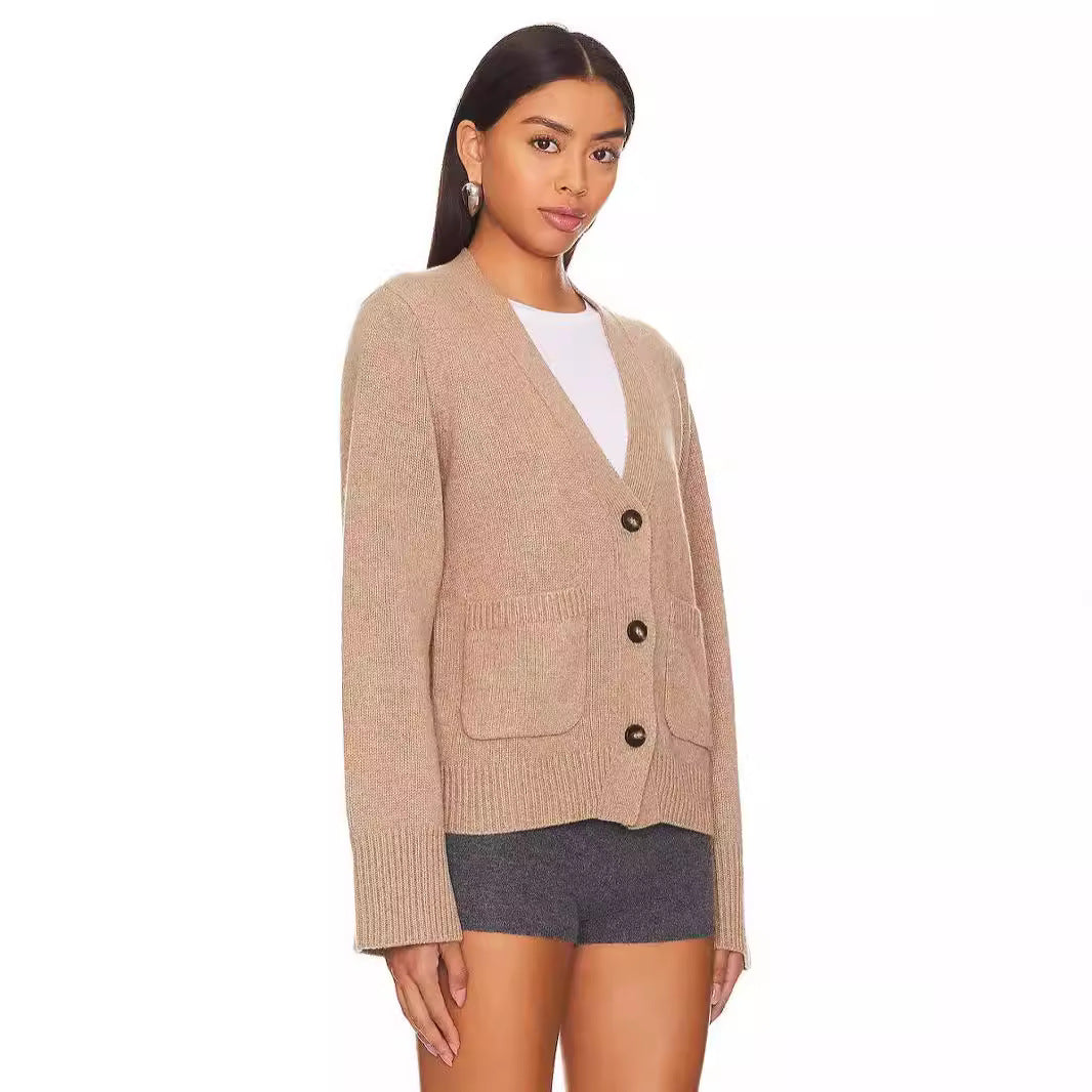 Autumn And Winter New Short Sleeve Solid Color Long Sleeve Casual Sweater For Women