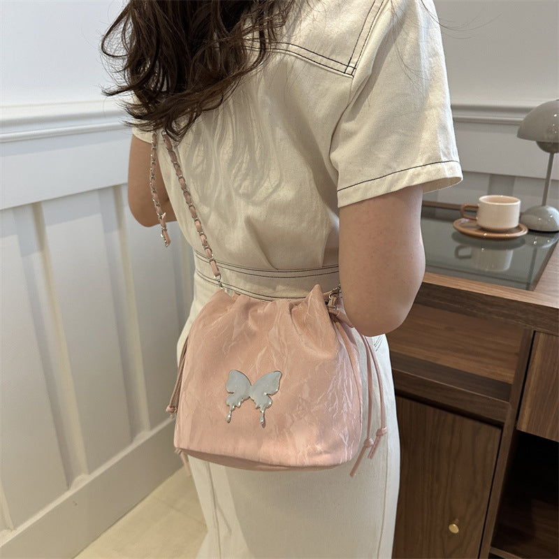 Kæde Lille Taske Dame Sommerfugl Crossbody Enkelt Skulder Spandtaske