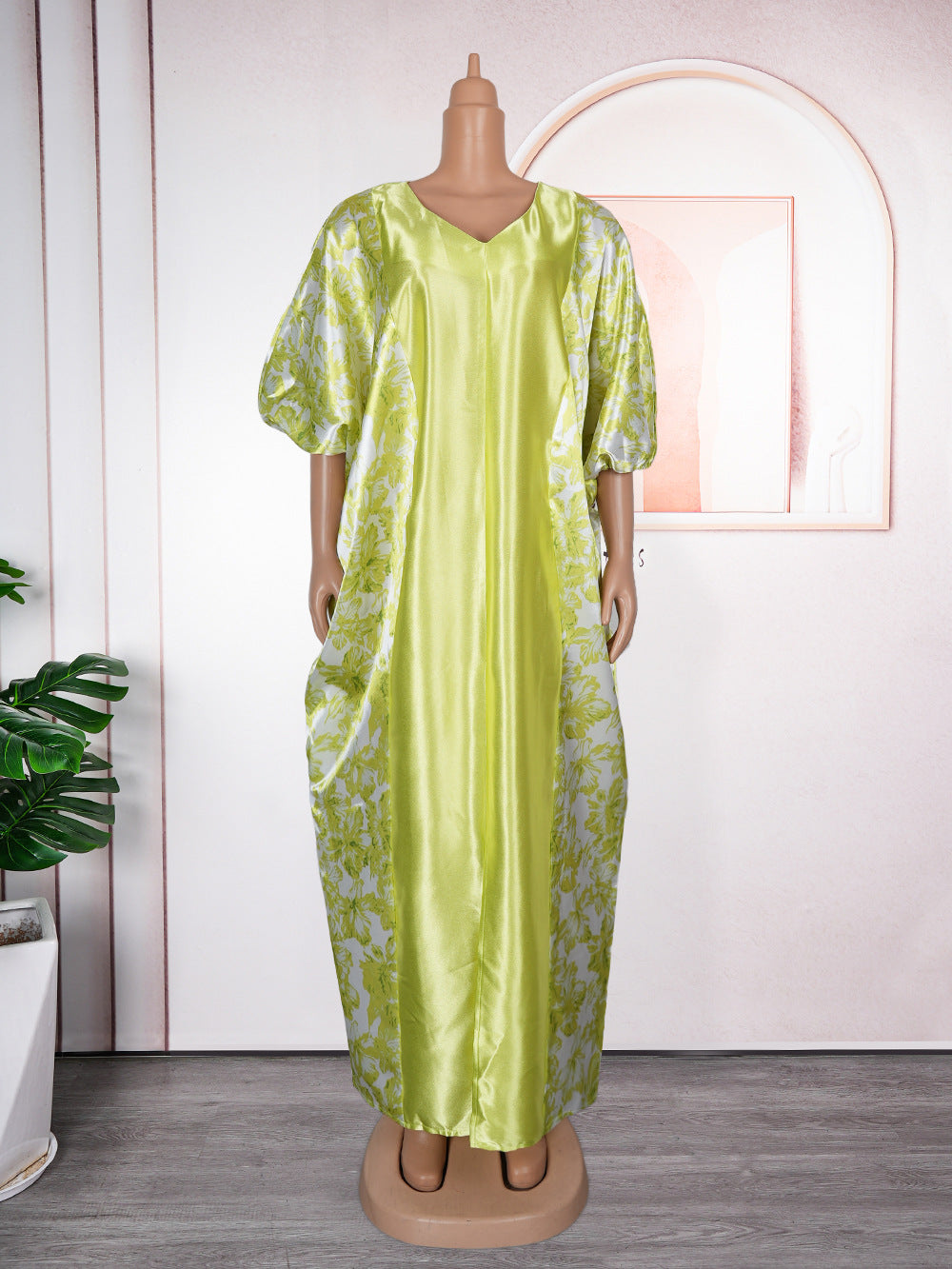 Womens Middle Eastern Ethnic-Style Long Robe Printed Dress