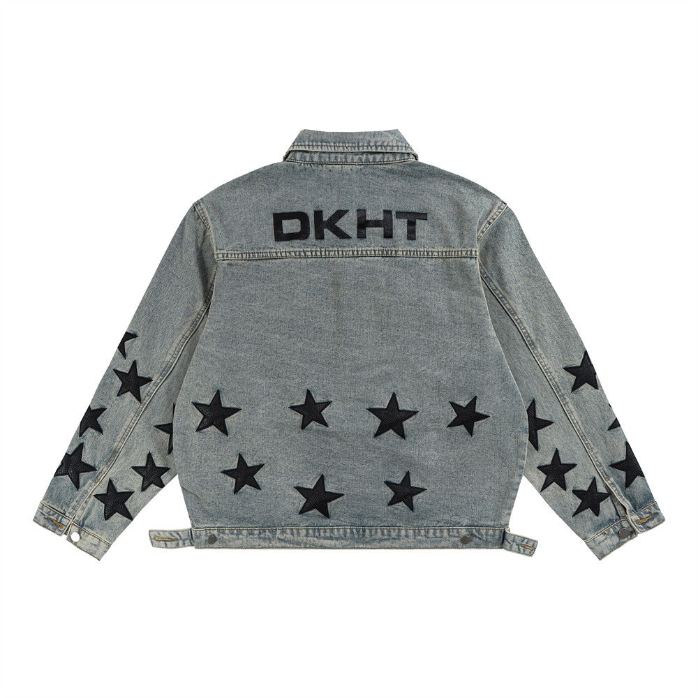 XINGX Veneer Embroidery Stitching Denim Clothes Jacket