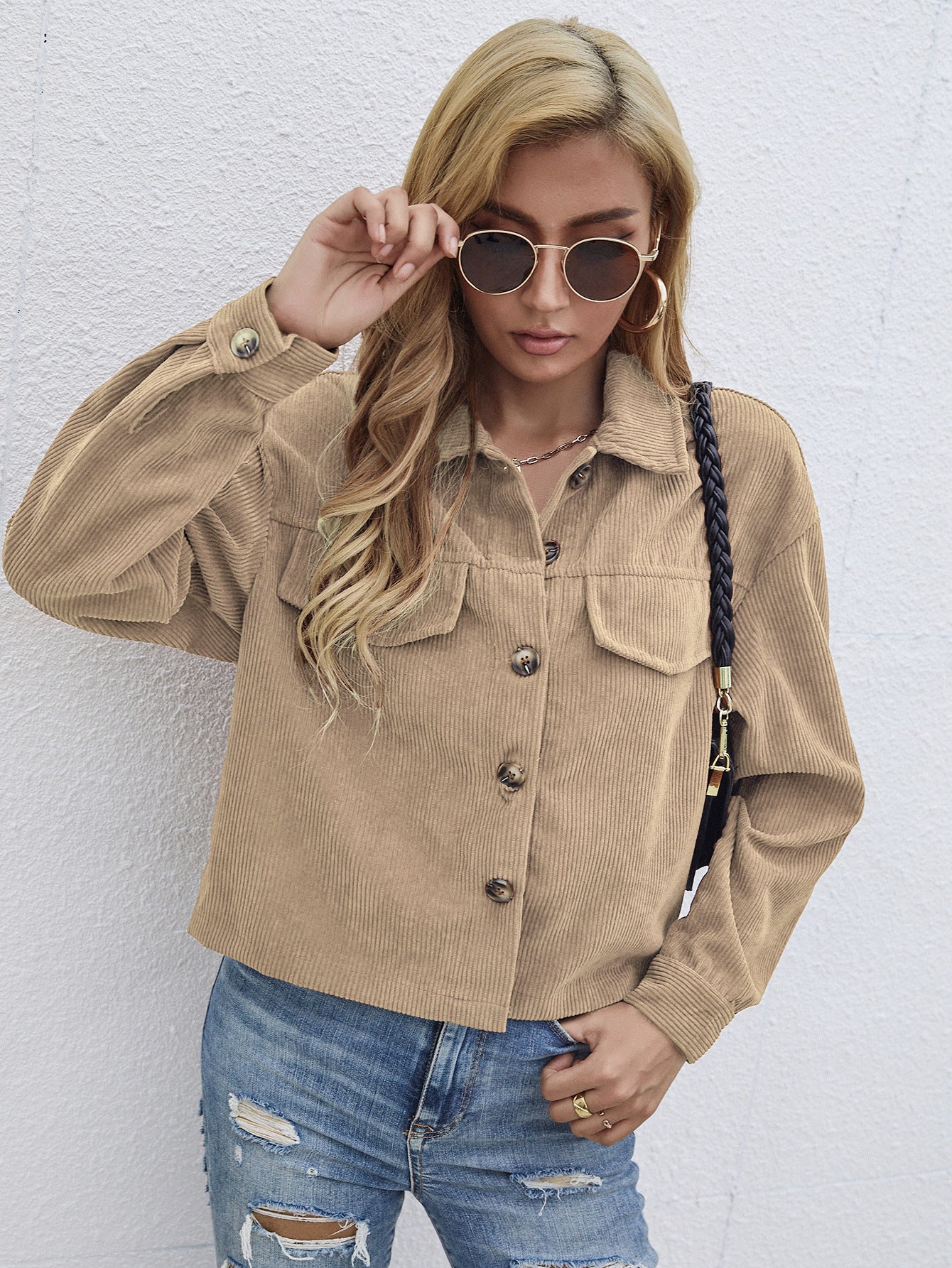 Casual Coat Women's Corduroy Short Slim Top
