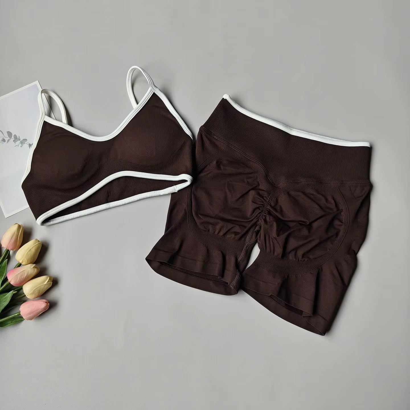 Womens High-Waisted Leggings And Top Two-Piece Workout Set