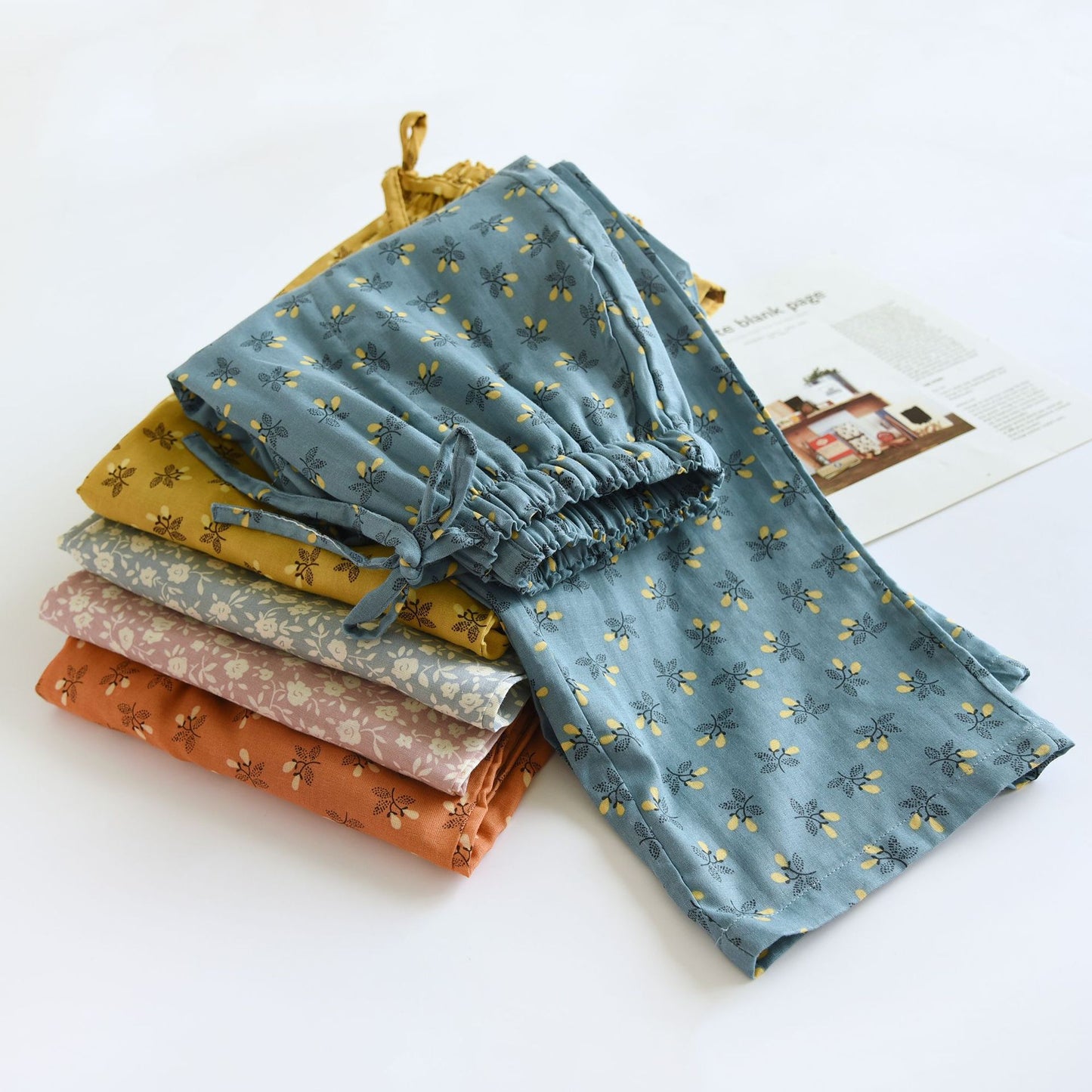 New Pure Cotton Double-layer Gauze Women's Pajama Pants