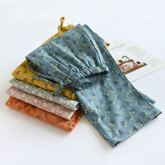 New Pure Cotton Double-layer Gauze Women's Pajama Pants
