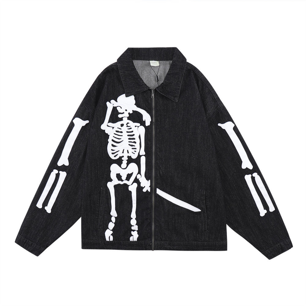 Men's Skull Embroidered Loose Jacket