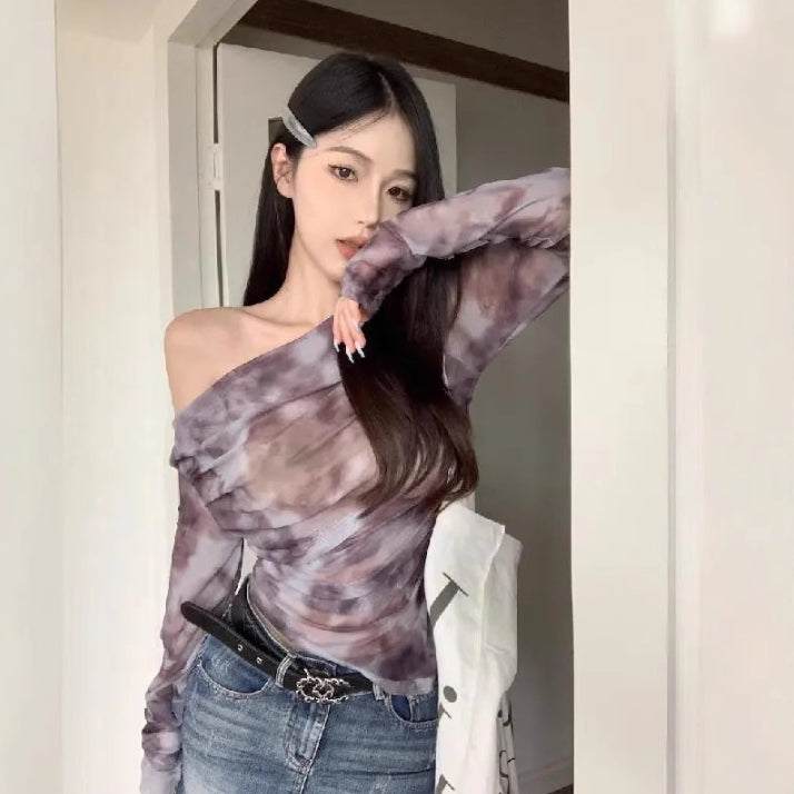 Women's French-style Collarbone-covering Sun-protective Blouse Top