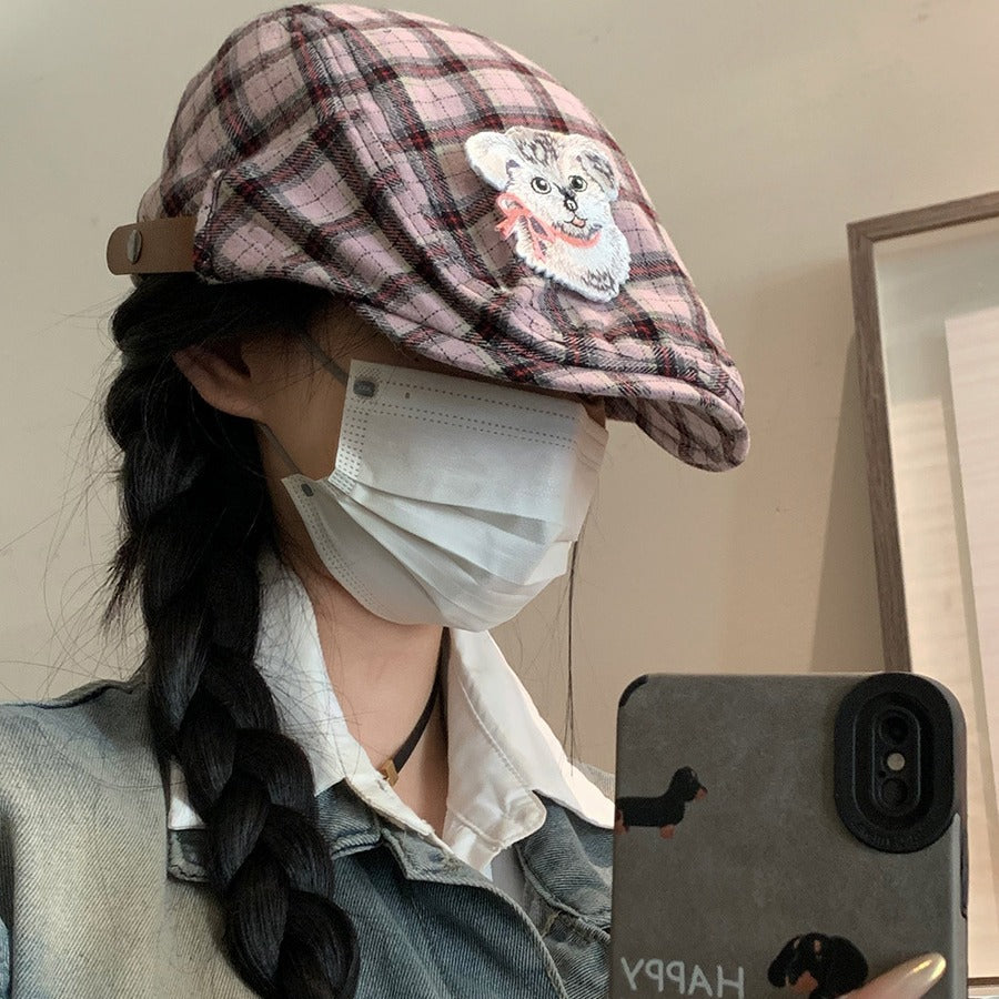 Y2g Japansk Plaid Sød Pige Hvalp Broderi Avancerede Huer
