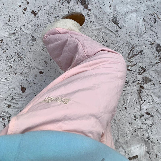 Autumn And Winter Diamond Plaid Thickened Polar Fleece Cotton Pants