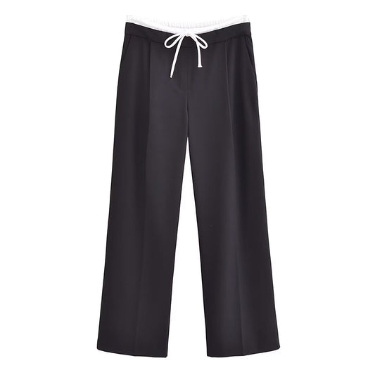 Knot Design Lace-up Side Zip Casual Trousers