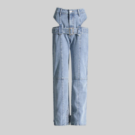 Mavekorte toppe Bukser med lige ben Cargobukser Jeans med vasket look