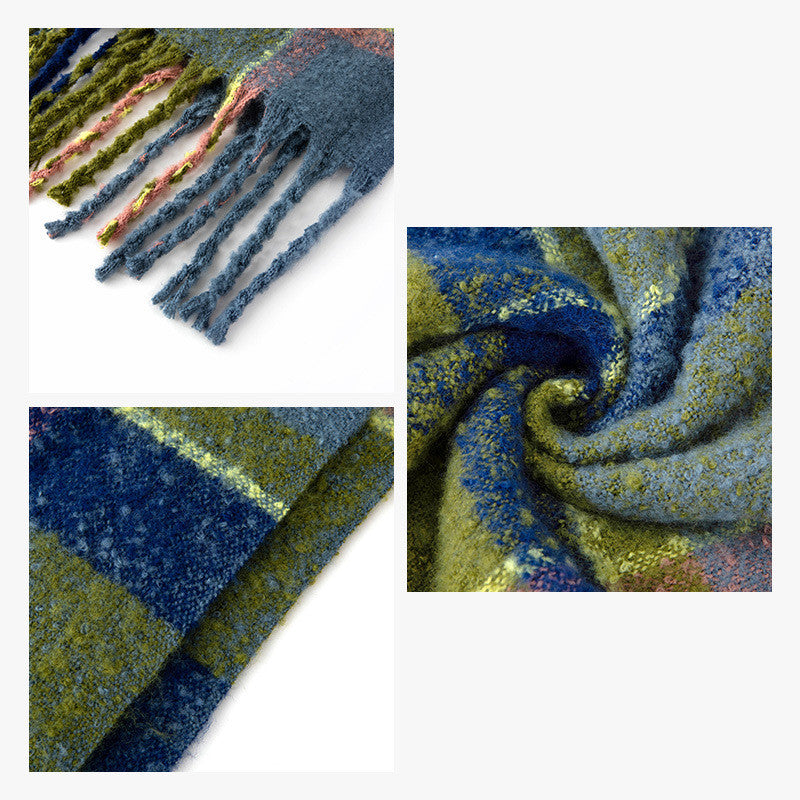 Japanese Vintage Plaid Scarf With Loops
