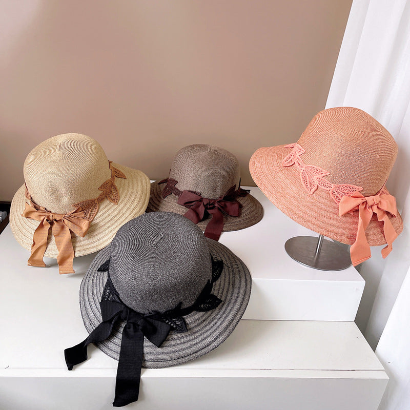 Lace Flower Leaf Ribbon Bowknot Bucket Hat