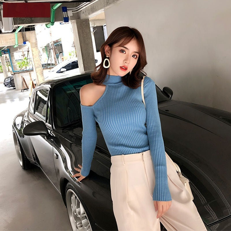 Women's Stand-up Base Shirt Slim Fit Small Figure Frosted Sweater