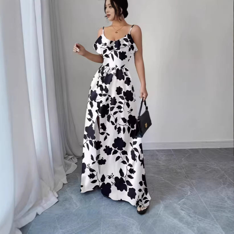French-style Sexy Strapless Printed Slip Dress