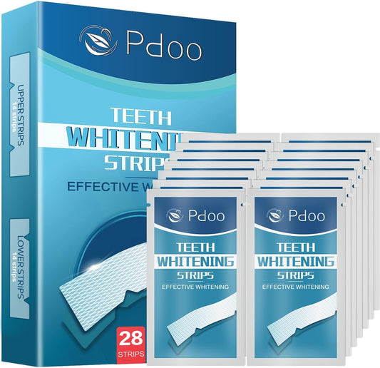 Teeth Whitening Strip 14 Treatments - Whitening Strips for Sensitive People, Fast Remove Smoking, Coffee, Wine Stains, Teeth Brightening Kit Pack of 28 Non-Slip Strips