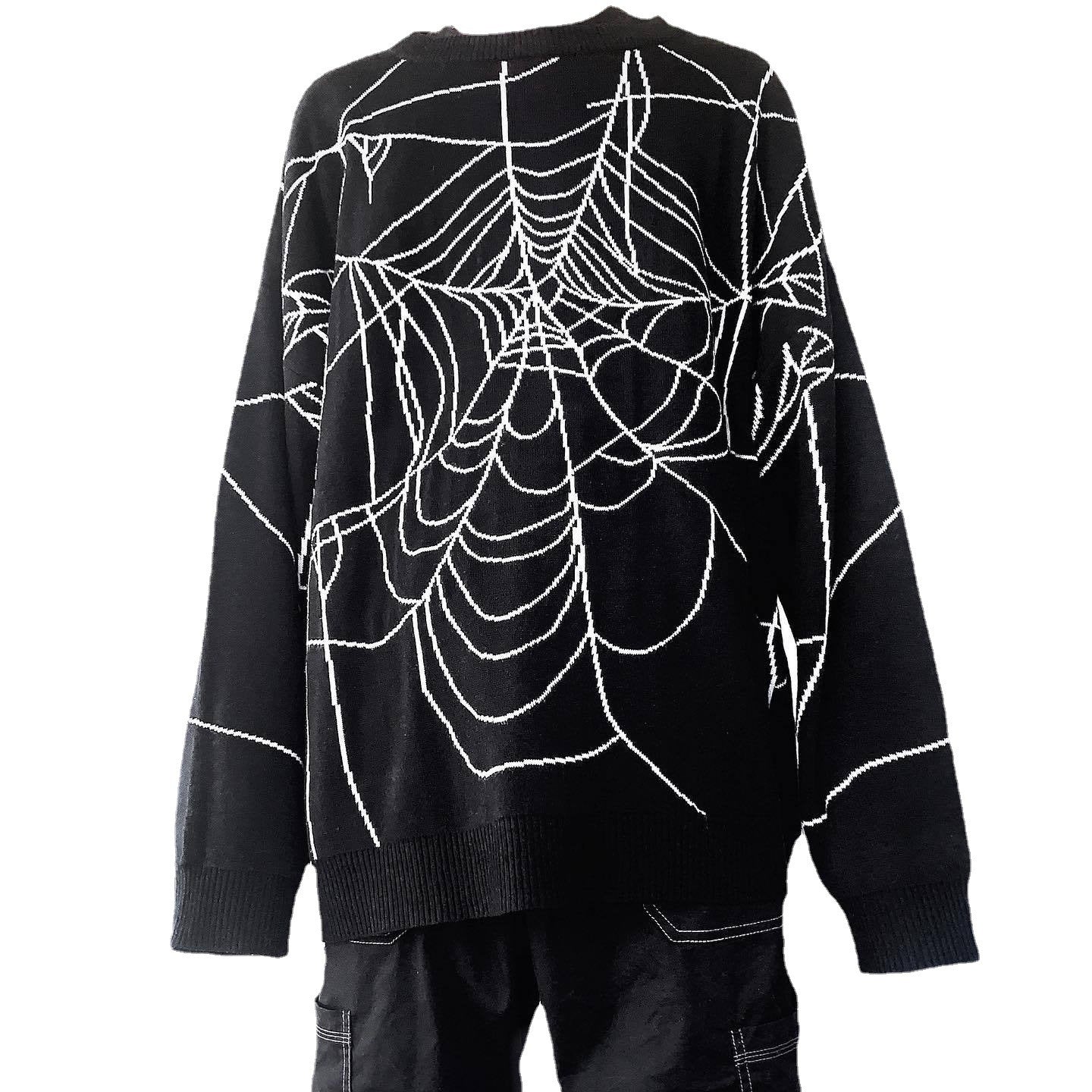 Wind Cobweb Design Knitted Loose Cool Men And Women Couple Sweater New