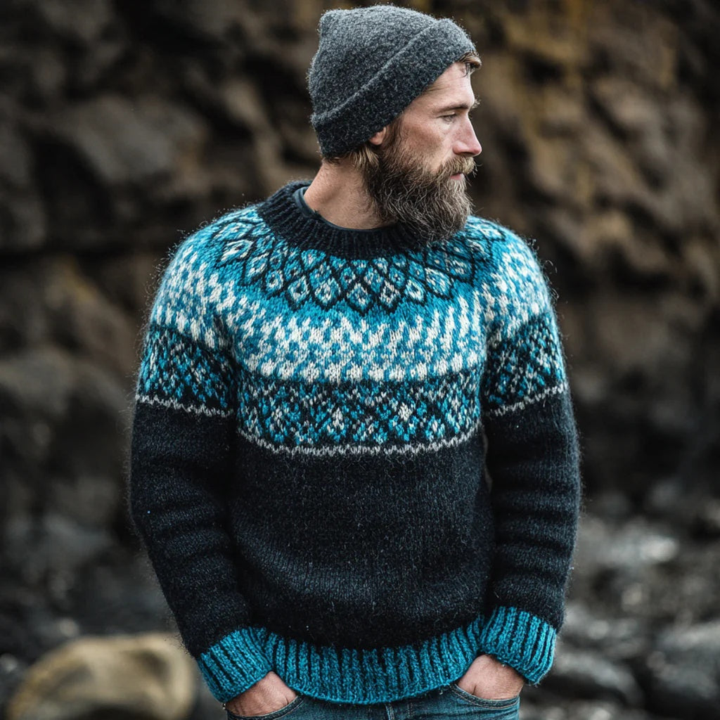 Mens Loose-fitting Long-sleeve Crew-neck Top