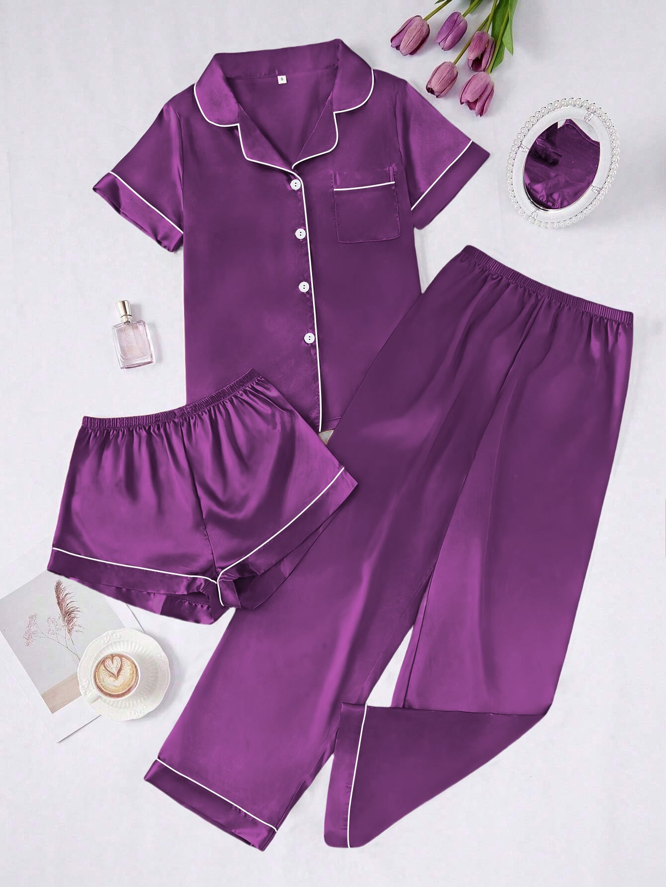 Long Pantssmooth-surface Womens Loungewear Set In French Style