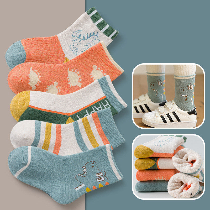 Children's Padded Terry-in-tube Baby Cotton Socks Cartoon Giraffe Towel