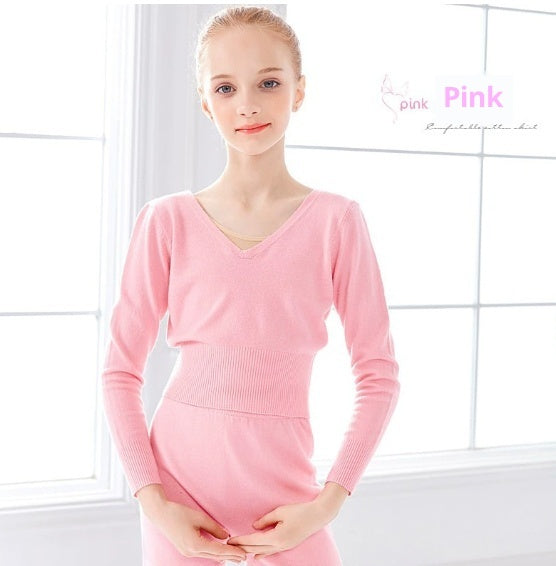 Girls' Autumn And Winter Solid Color Casual Ballet Jacket