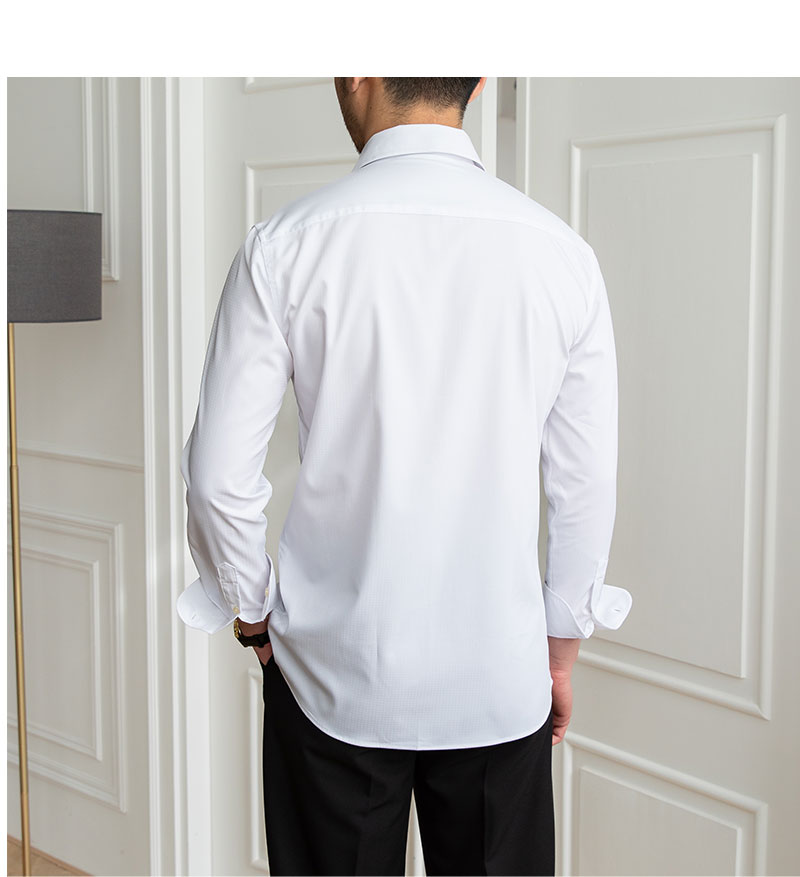 Strygefri slim-fit afslappet mørkternet langærmet skjorte