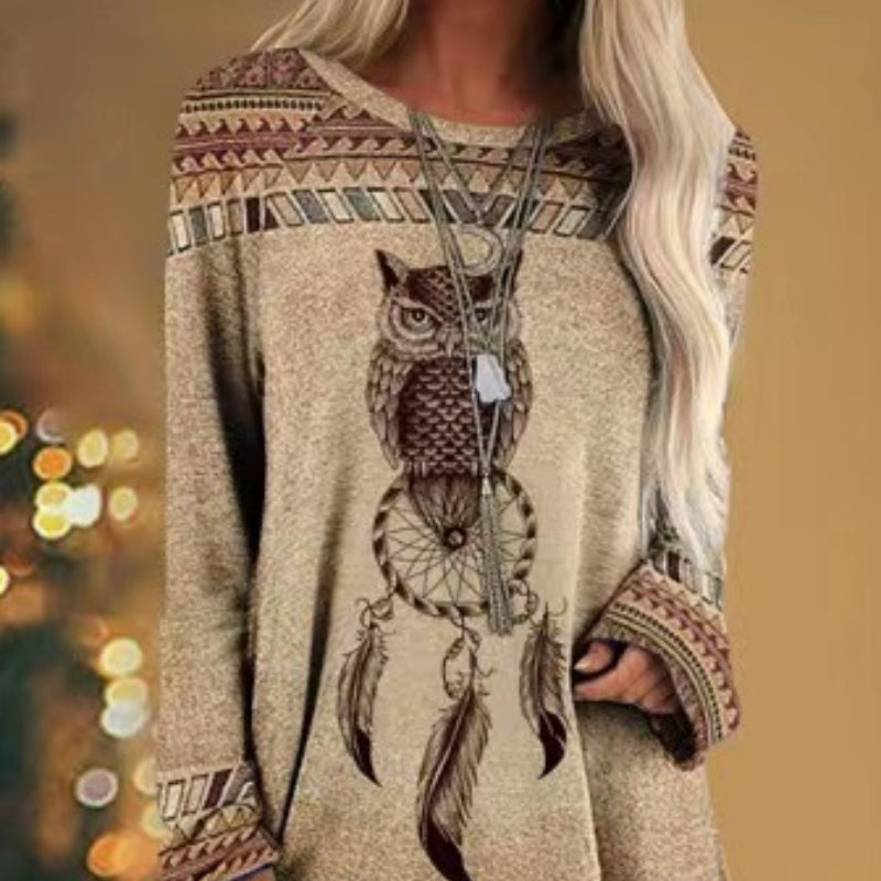 Printed Crew-neck Western With Rotator Sleeves