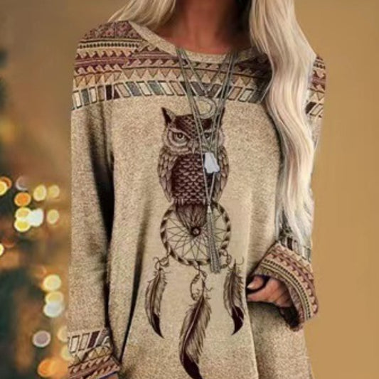 Printed Crew-neck Western With Rotator Sleeves
