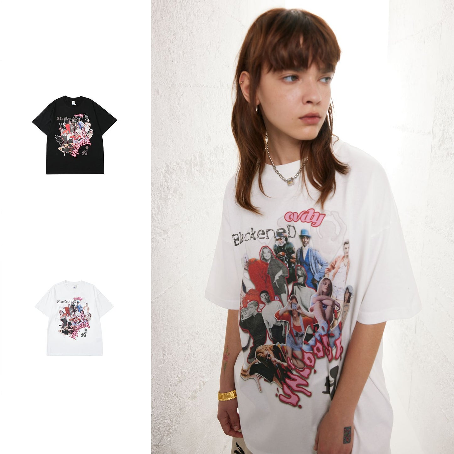 High Street Crowd Seeking Differences Design Theme Short Sleeve