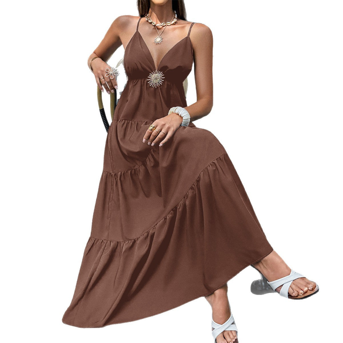 Elegant Versatile Long Slip Dress In European And American Style