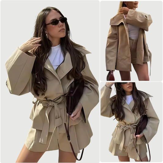 Stylish Chic High-waisted Shorts And Top Setperfect For Commuting Or Casual Outings