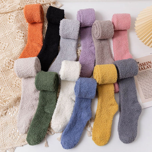 No Hair Loss Coral Velvet Knee Socks For Children To Thicken And Keep Warm