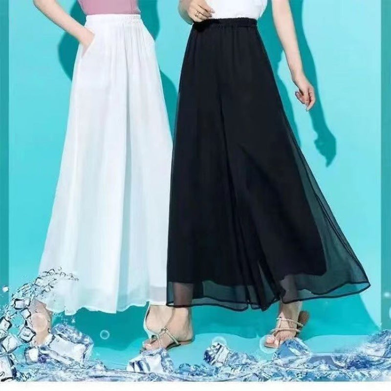 Draping And Pocket New Ice Silk Chiffon Ultra-thin Pants