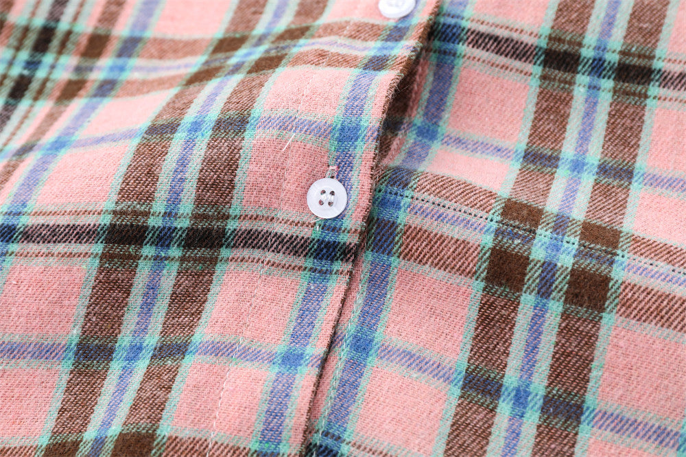American Retro Casual Plaid Long Sleeve Shirt