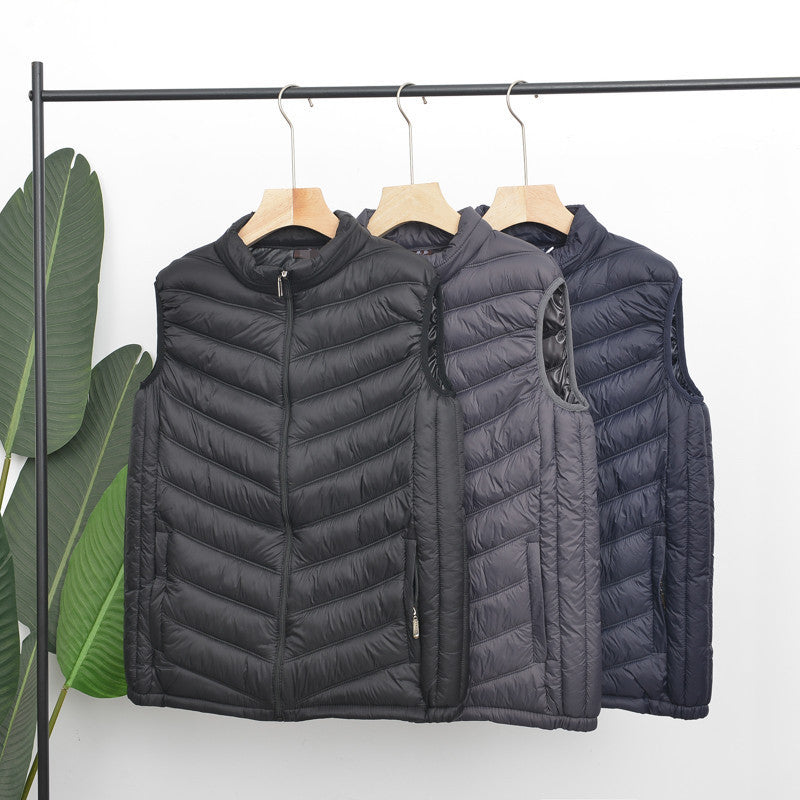 Down Cotton Men's Vest Stand Collar Waistcoat Warm Jacket
