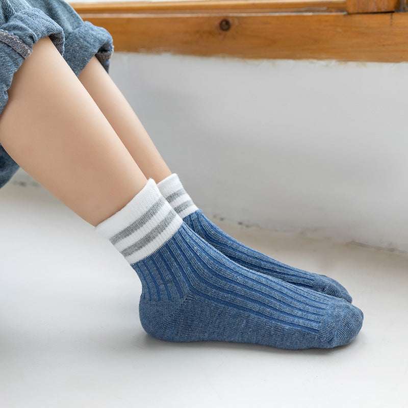 Mid-calf Cotton Boys And Girls Socks Cute And Breathable College Style Baby