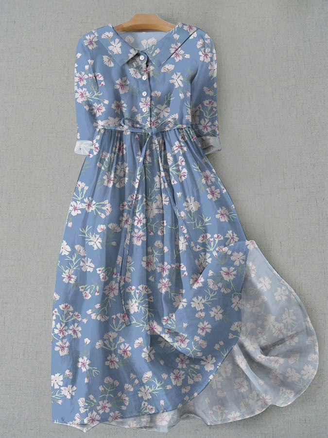 Womens Versatile Printed Casual Long Dress