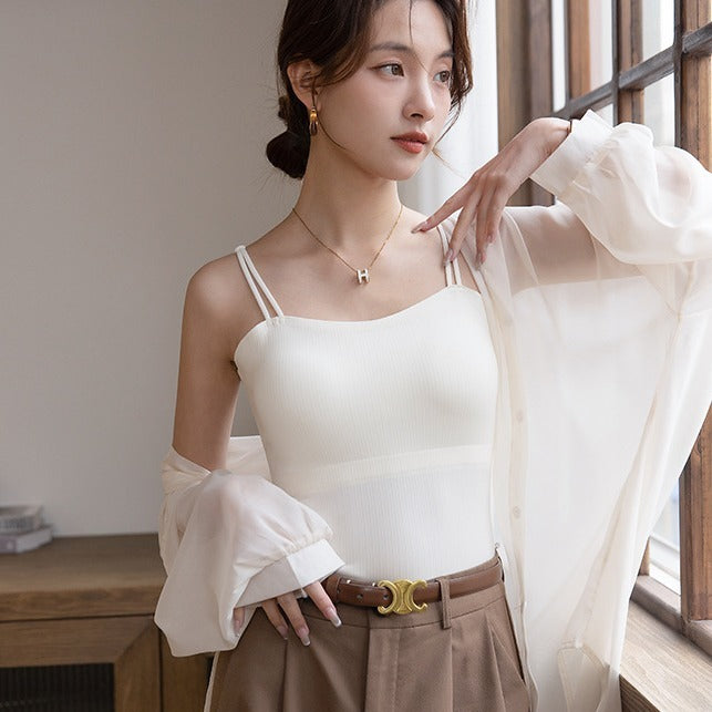One-piece Push Up Breast Holding Long Underwear Spaghetti-strap Slip