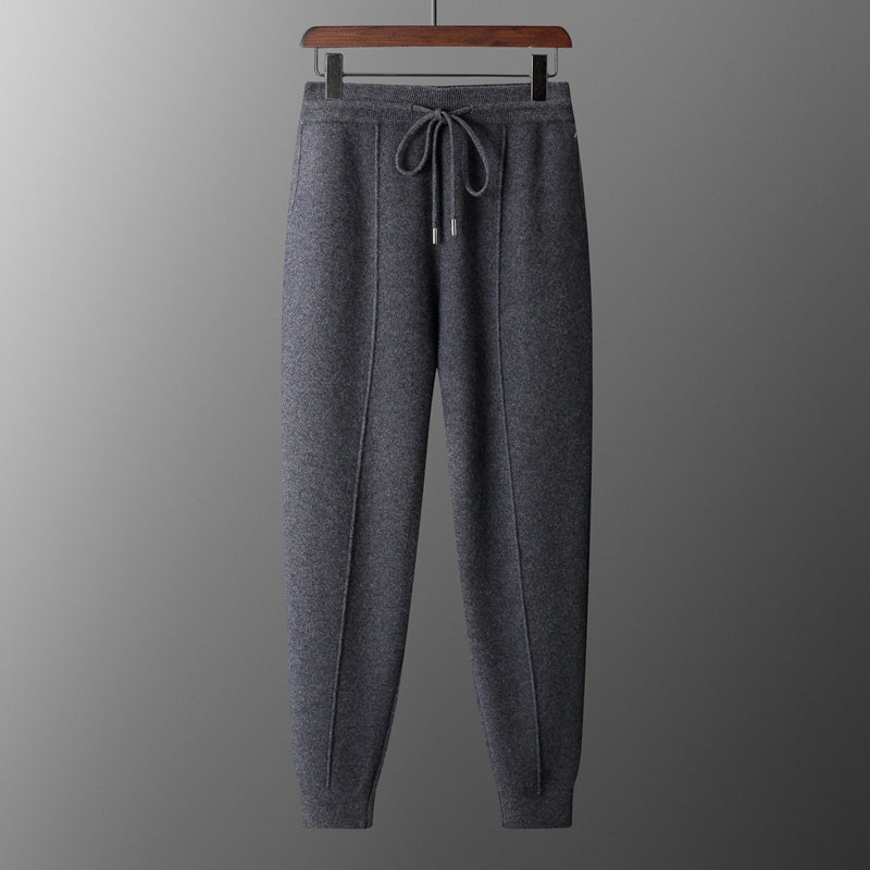 Wool Cardigan Men's Stand Collar Zipper Knitted Sweater Coat Warm And Loose Cashmere Pants Men