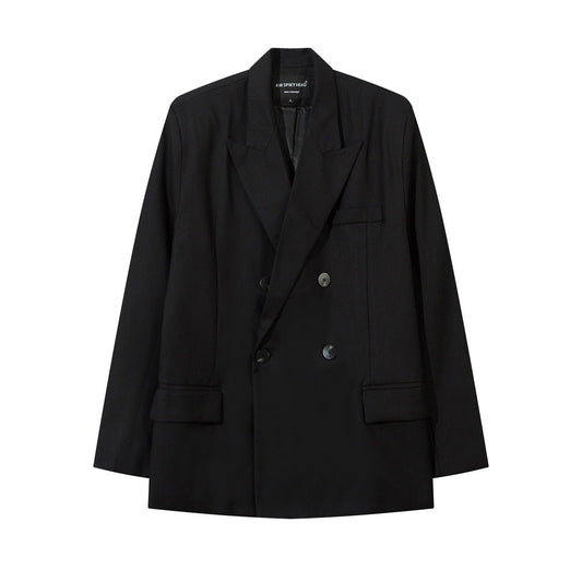 Solid Color Loose Suit Jag In The Midde Of Back Spring And Autumn