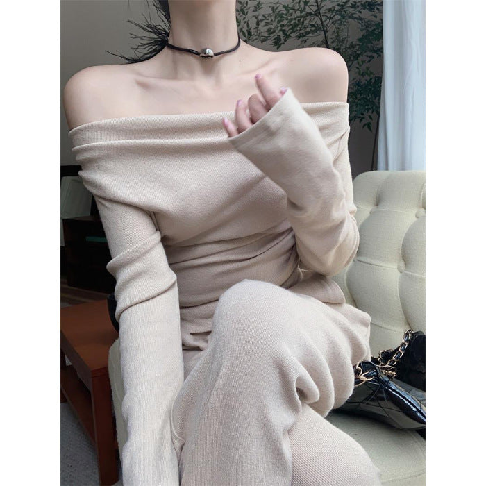 Long-sleeve Top And Wide-leg Pants Two-piece Set