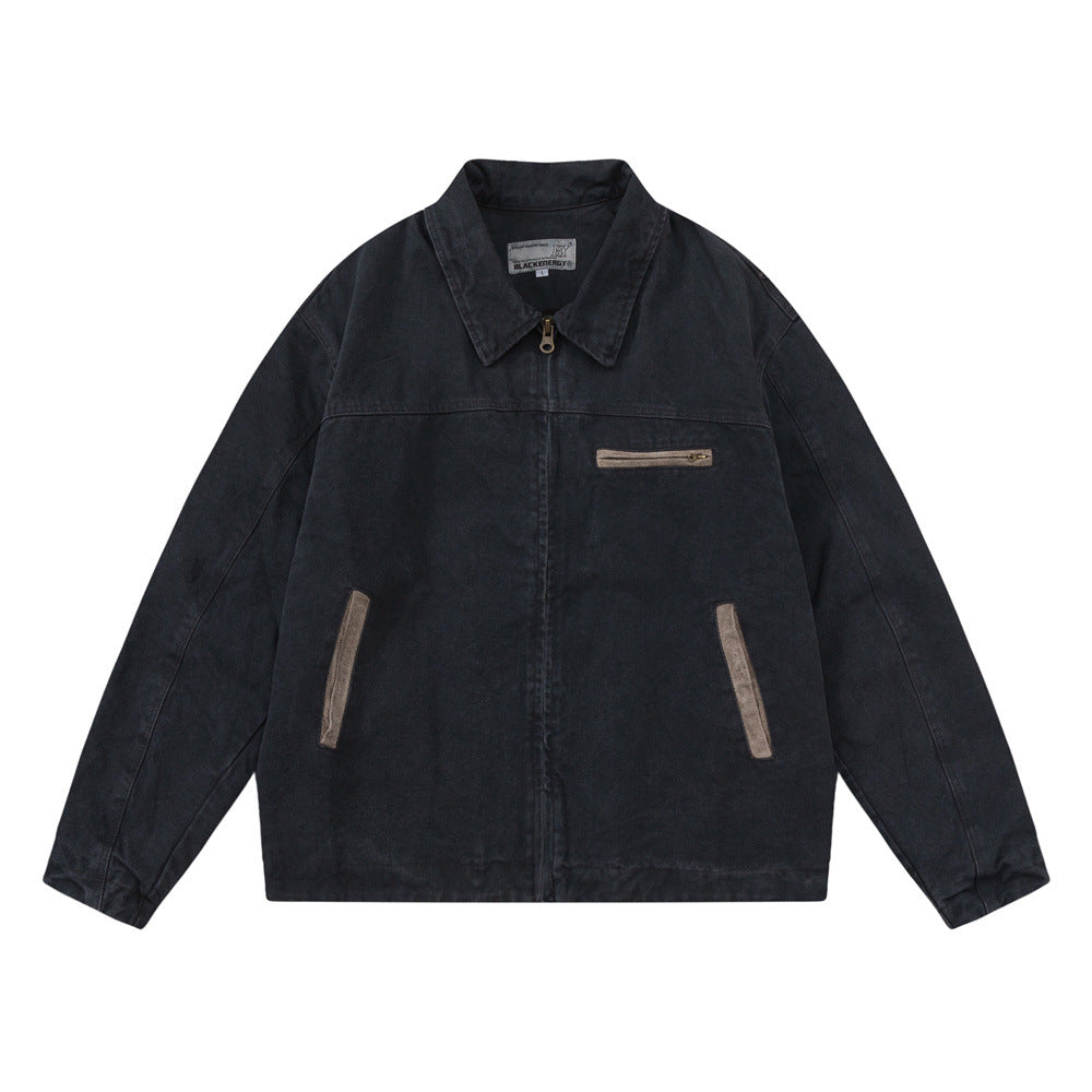 American Retro Loose Casual Long Sleeve Polo Collar Jacket